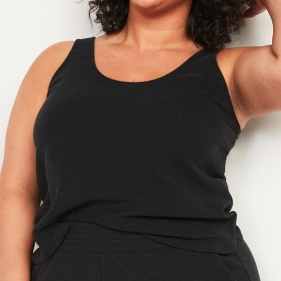Old Navy Lightweight Textured Knit Tank Top Lounge Black Size XL NEW - Picture 1 of 5